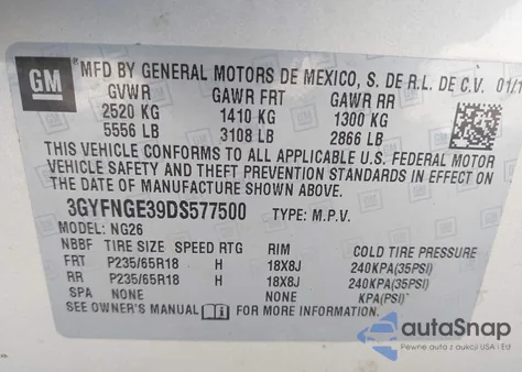 2013 Cadillac Srx Luxury Collection from USA, damaged, VIN 3GYFNGE39DS577500